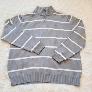 Vtg Polo Jeans Co Men Sweater Large Gray Stripe Y2K Pullover Knit Grandpa 15889x